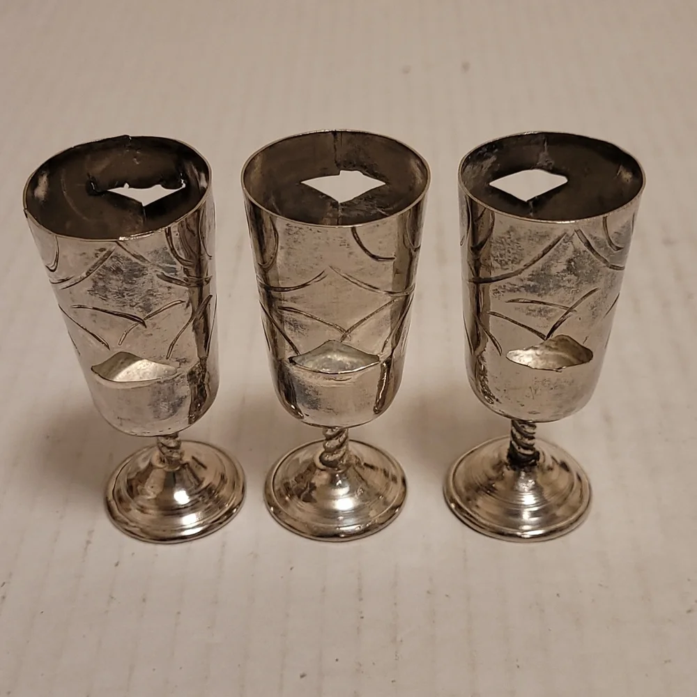 Set of 6 Vintage Mexican Silver / Alpaca Cordial Cages